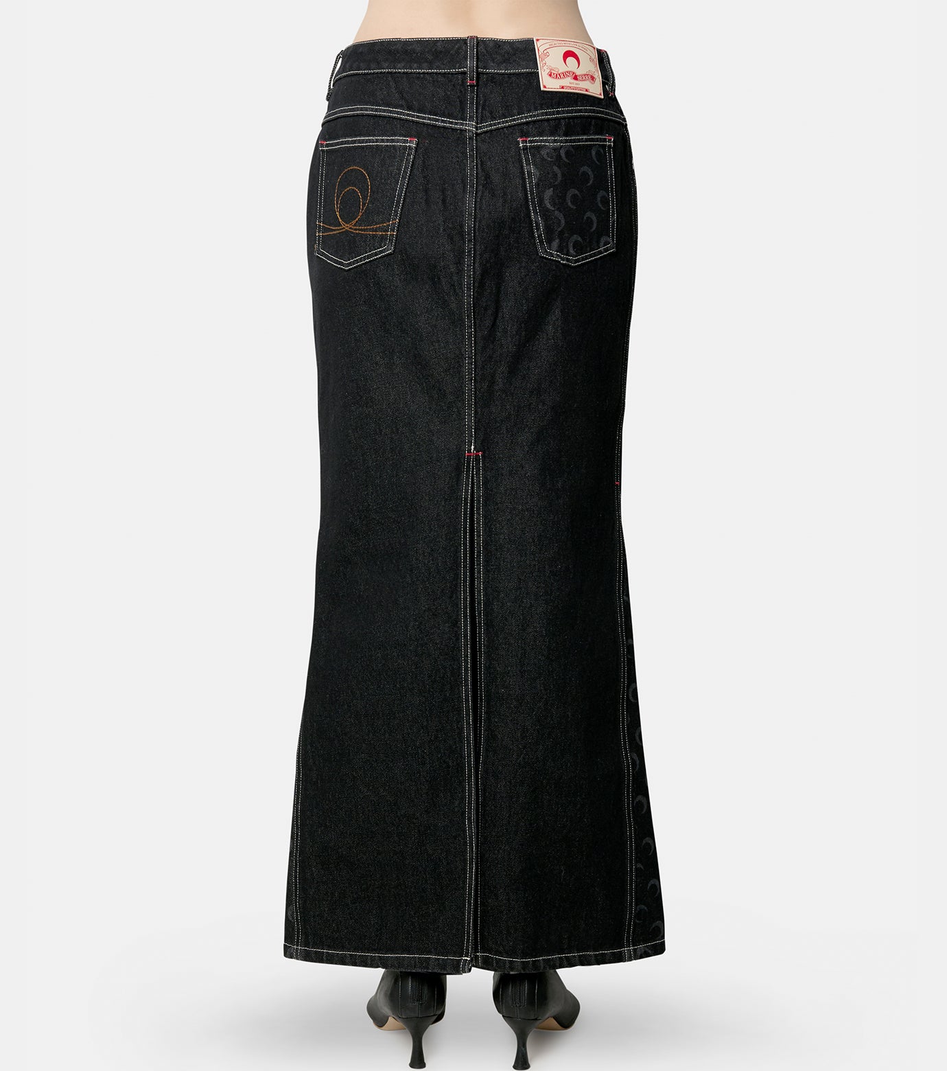 Moon Laser Denim Long Skirt