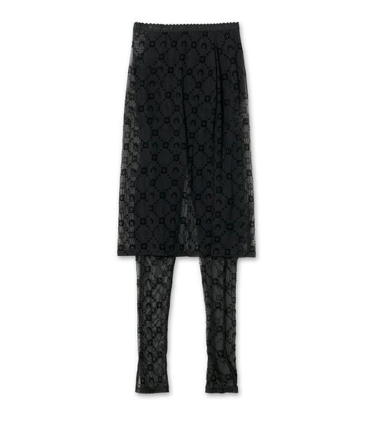 Moonogram Mesh Flock Pant-Skirt