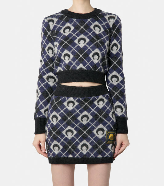 Moon Argyle Knit Cropped