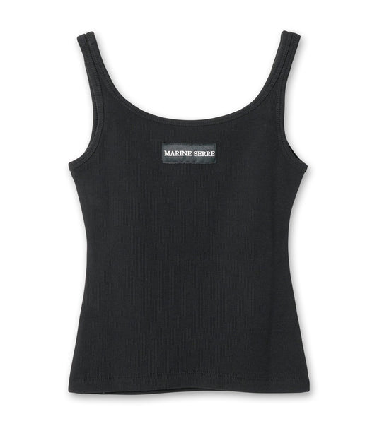 Moon Logo Ribbed Jersey Crop Tank To