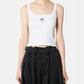 Moon Logo Ribbed Jersey Crop Tank To