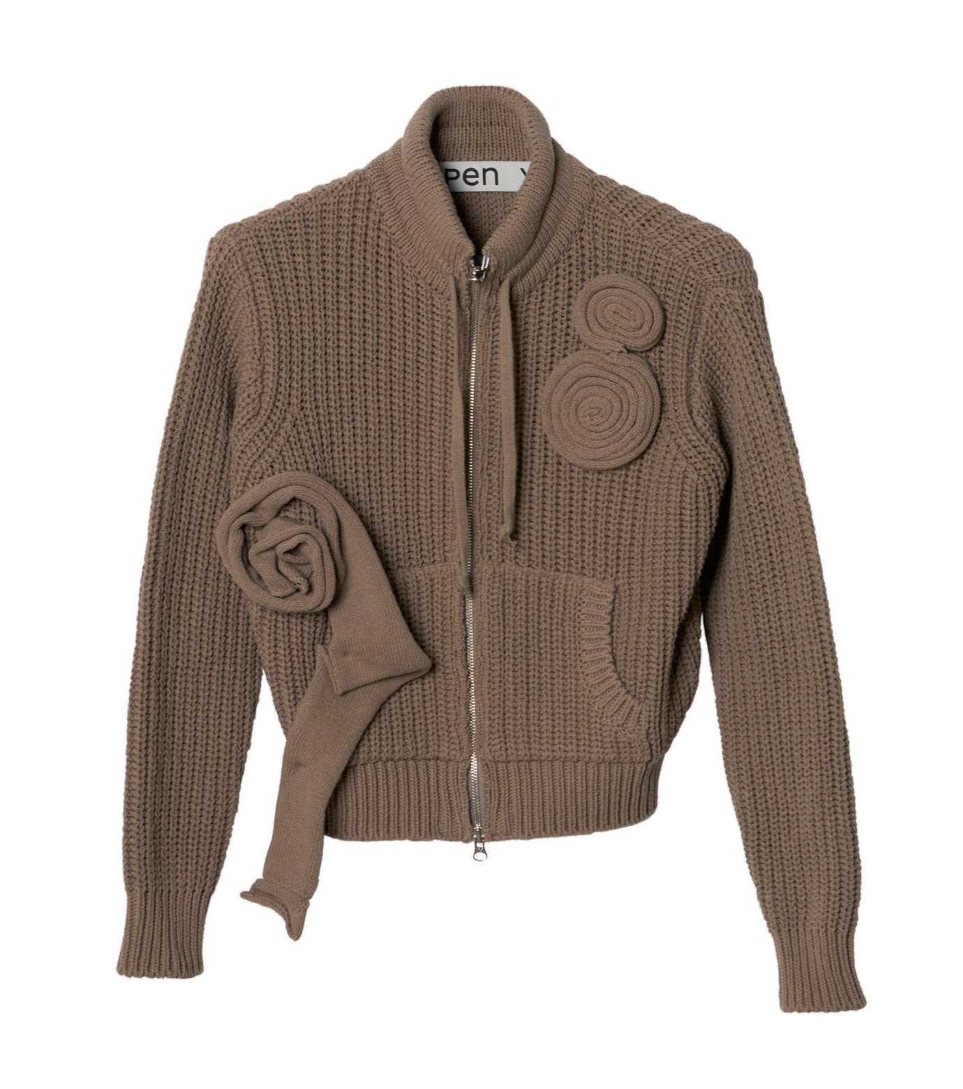 Applique Knit Zipup Jacket