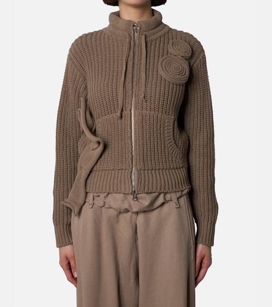 Applique Knit Zipup Jacket