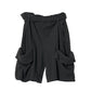 Rolled Waist Waffle Cargo Shorts