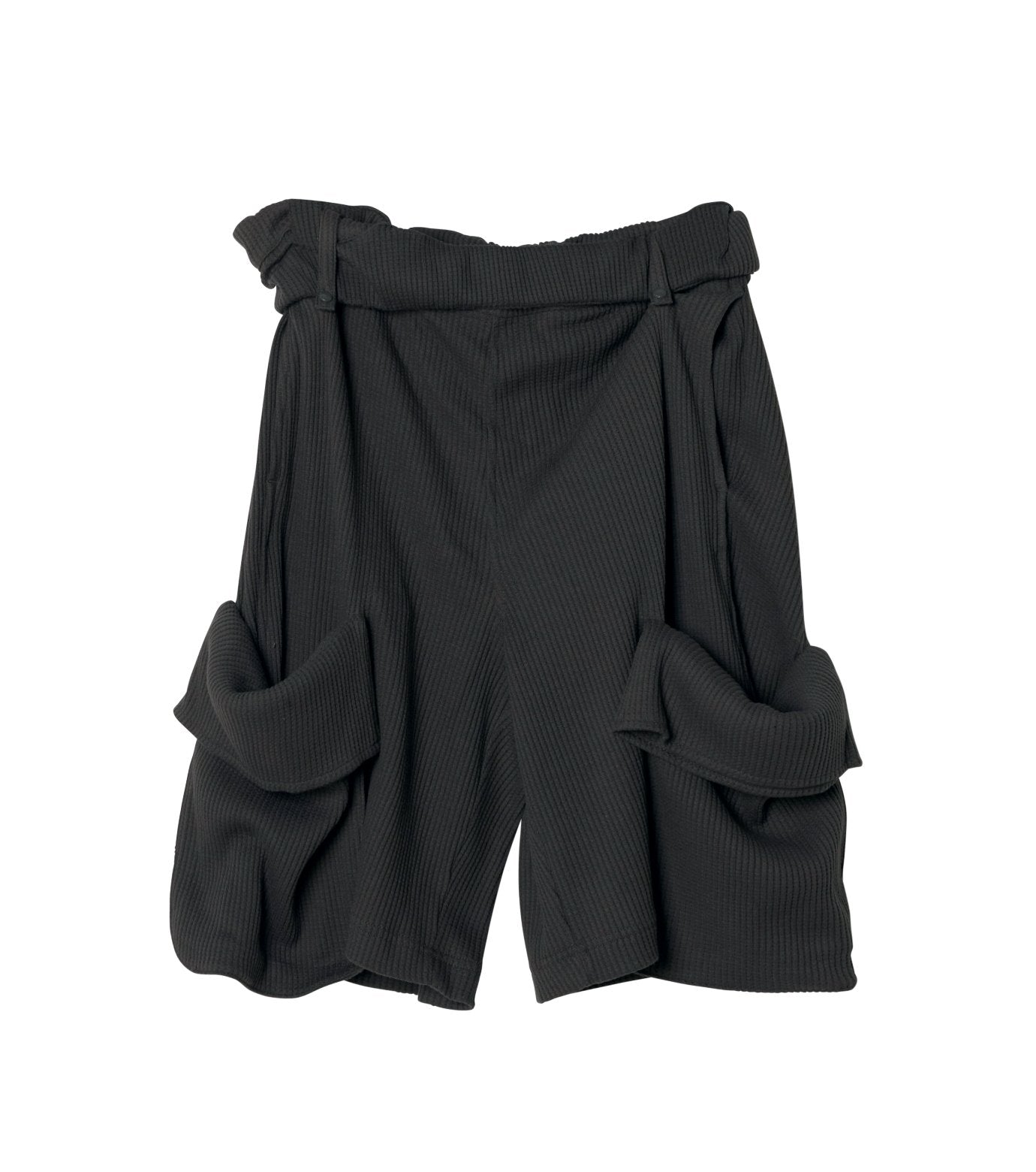 Rolled Waist Waffle Cargo Shorts