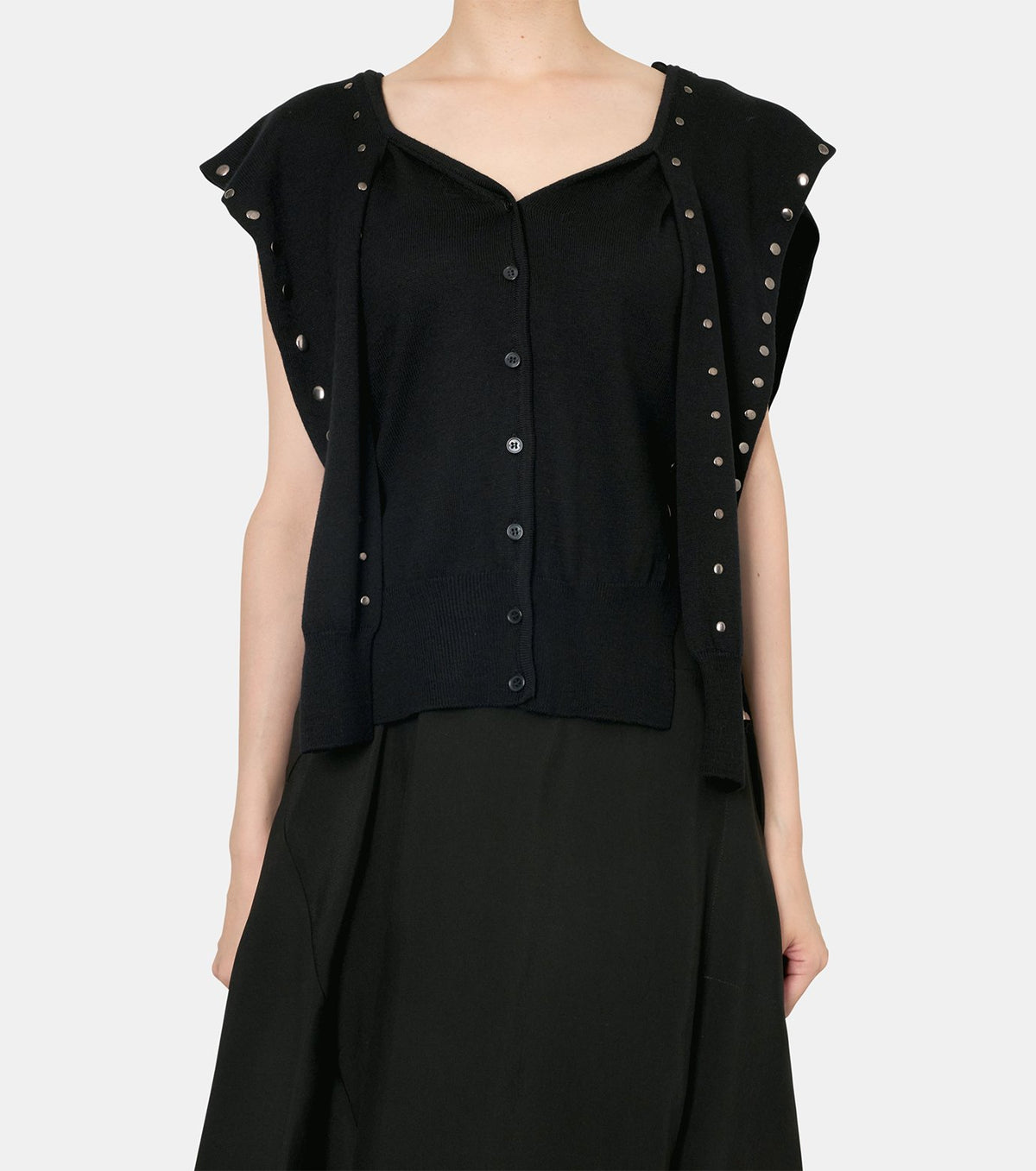 Stud Slv Layered Cardigan
