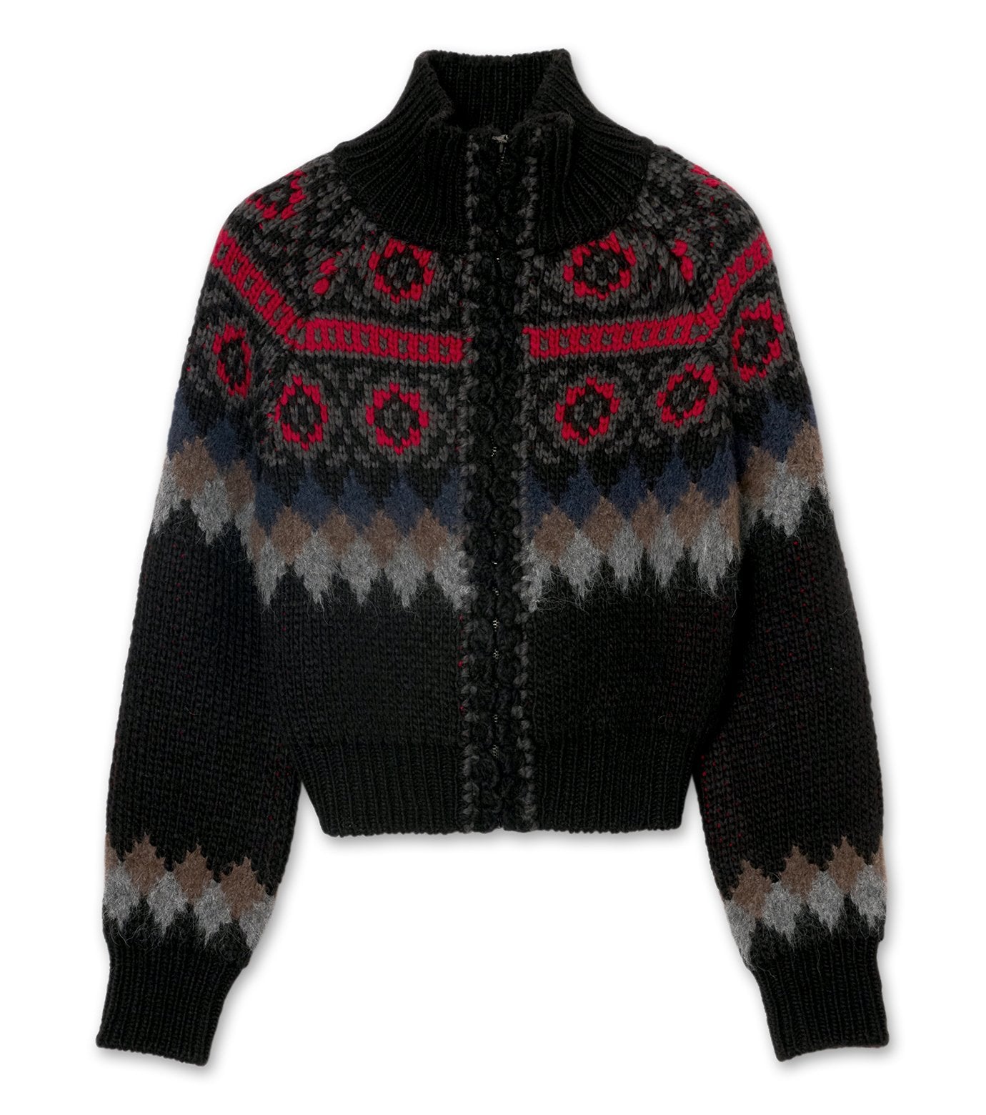 Fair Isle Zip Up Sweater