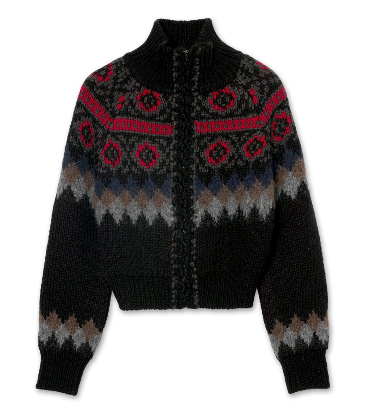 Fair Isle Zip Up Sweater