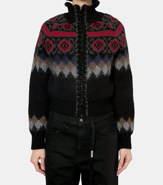 Fair Isle Zip Up Sweater