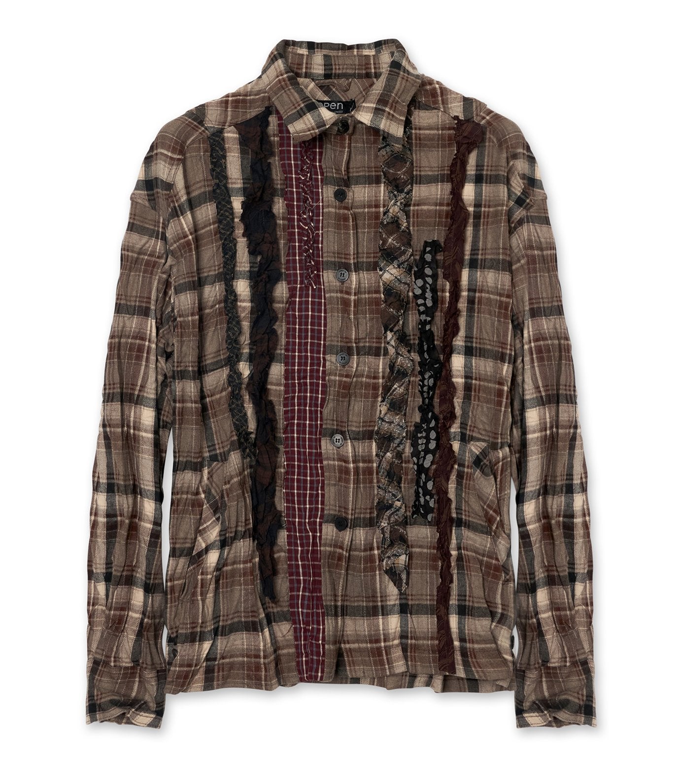 Checkered Crinkle Ruffle Shirt