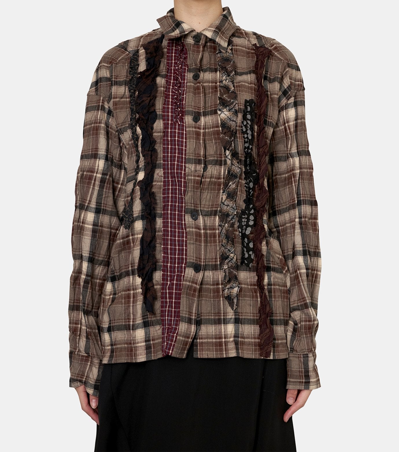 Checkered Crinkle Ruffle Shirt