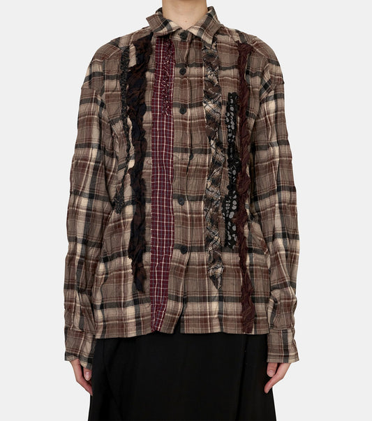 Checkered Crinkle Ruffle Shirt