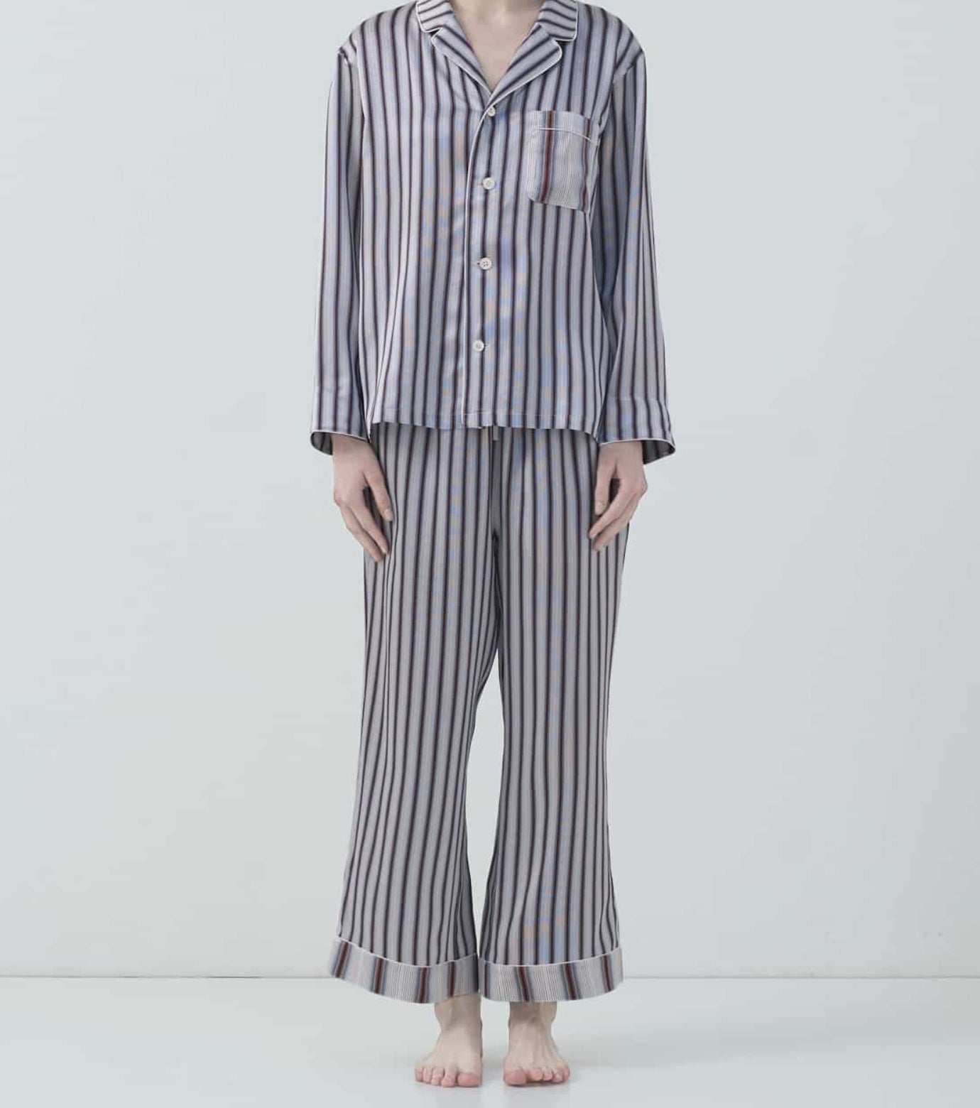 Striped Silk Pajamas Narrow