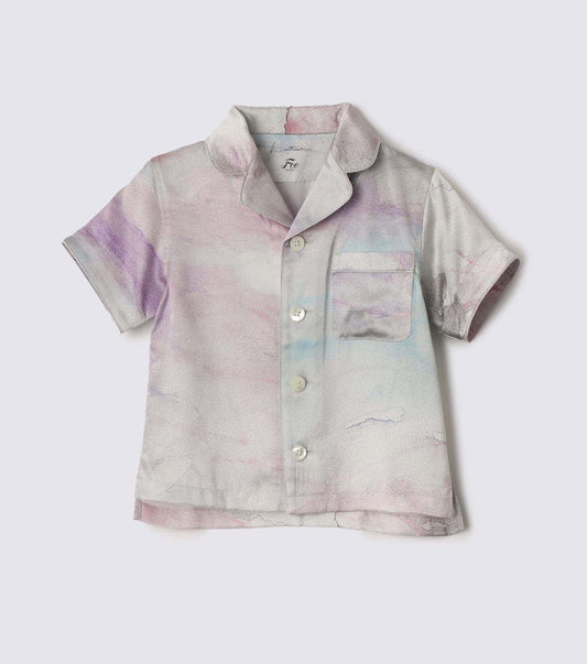 Lautashi×Foo Tokyo Kids' Silk Half-Sleeve Pajamas Pink