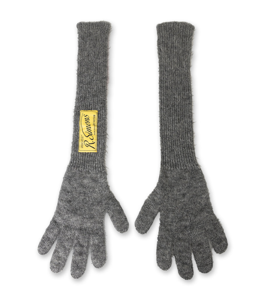 Long Knit Gloves w/Woven Label