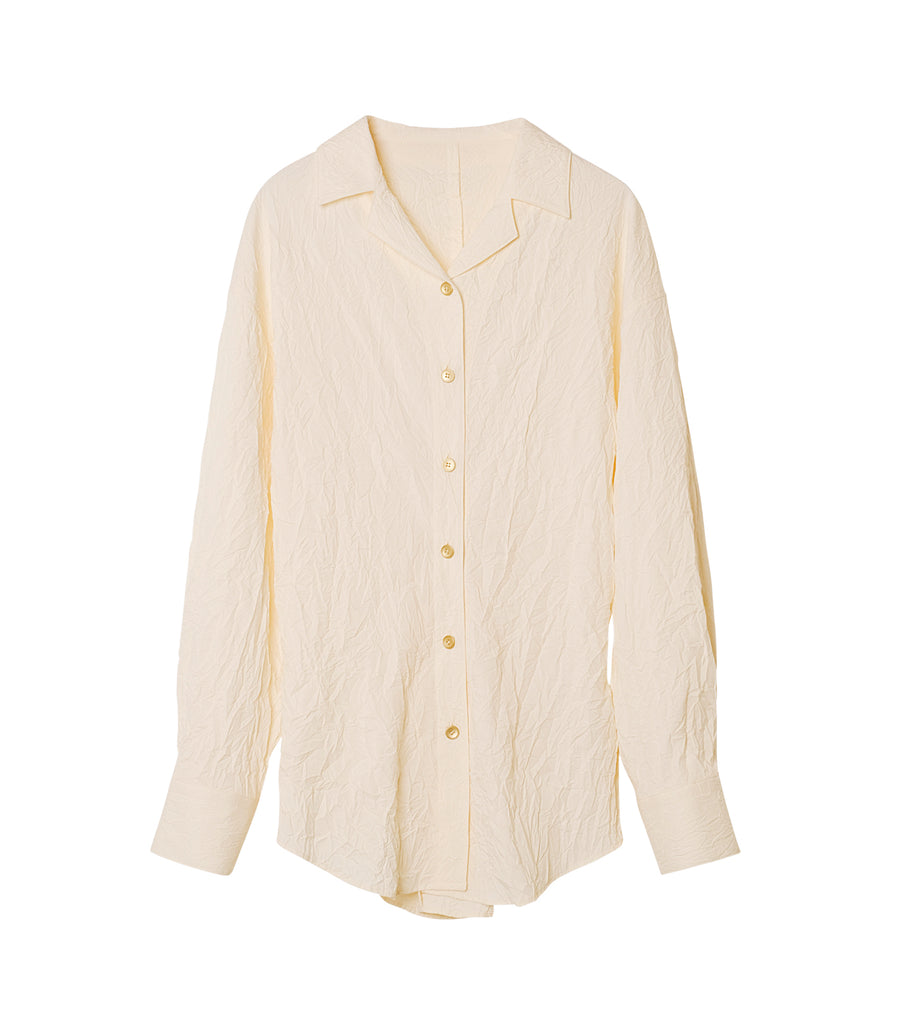 Crinkle Open Collar Shirt
