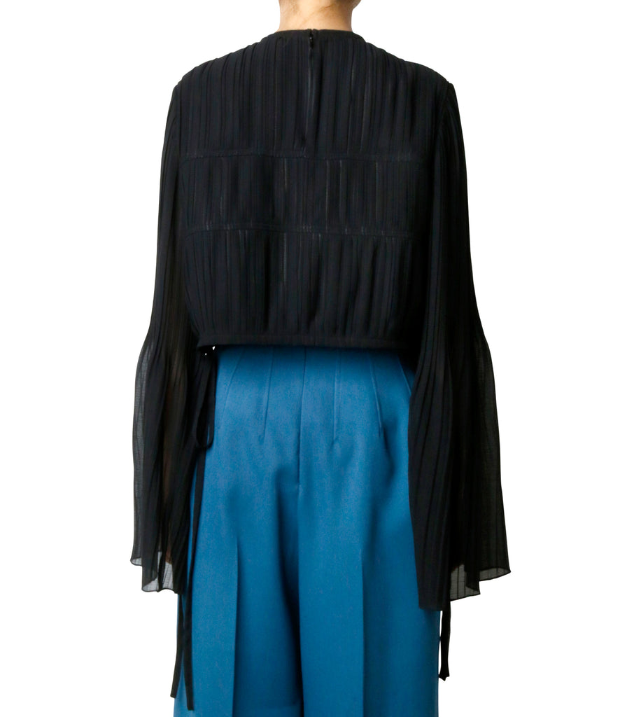 Random Pleated Cropped Blouse