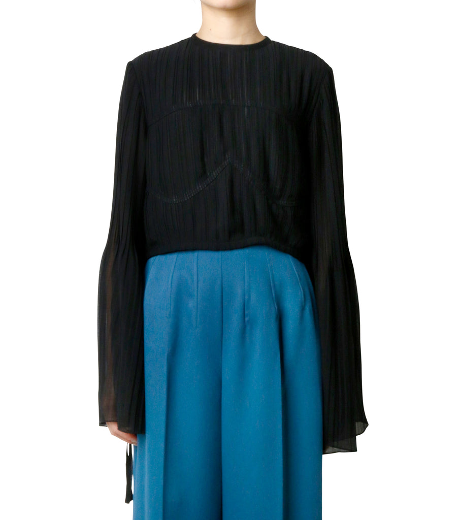 Random Pleated Cropped Blouse