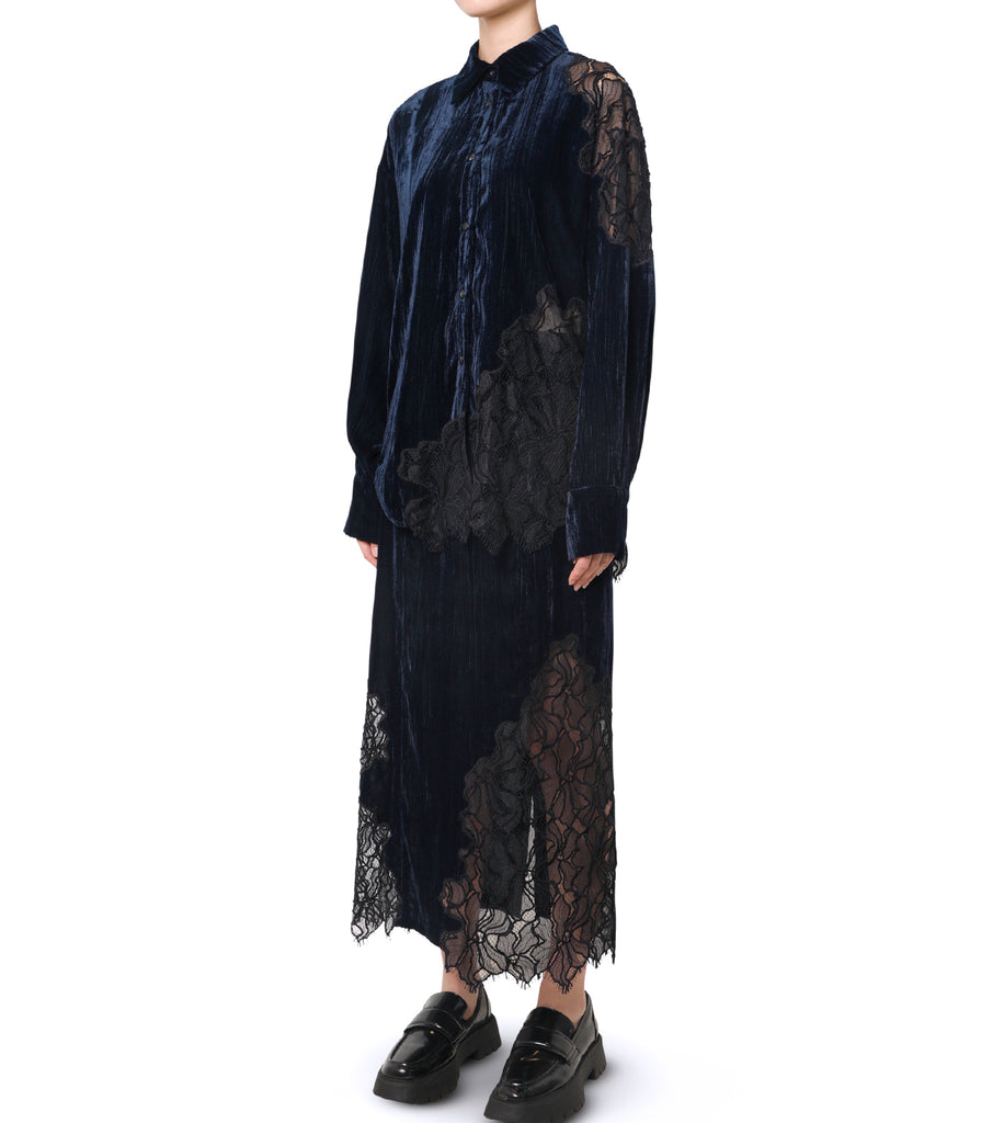 Lace Soaked Velbet Skirt