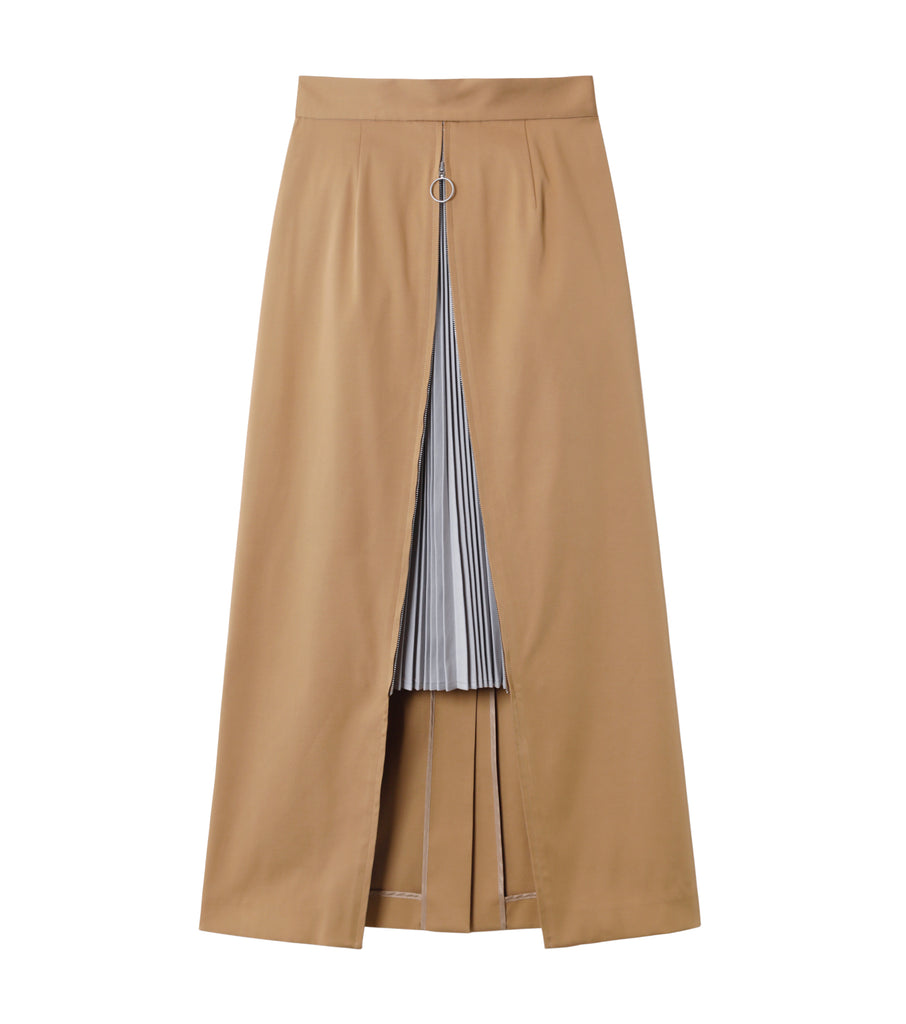 Color Block Pleated Insert Skirt