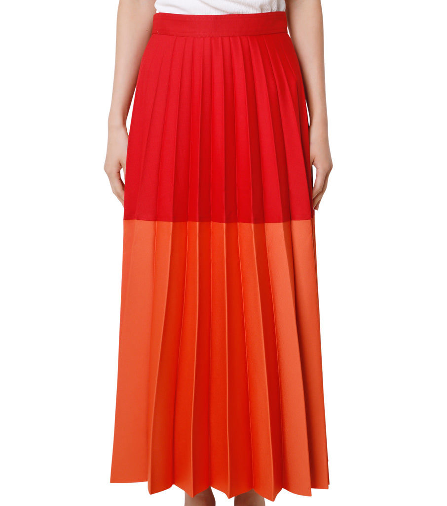 Color Block Wide Pleated Skirt