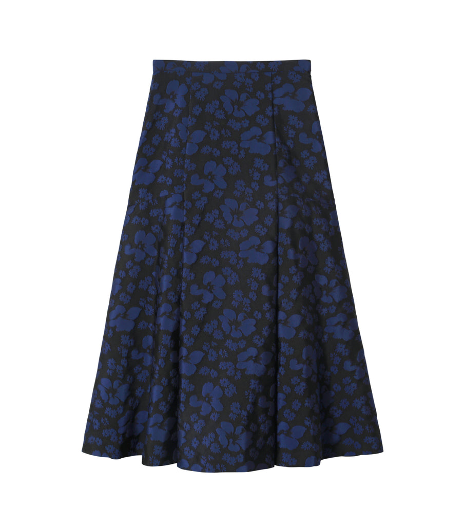 Flower Jacquard Paneled Skirt