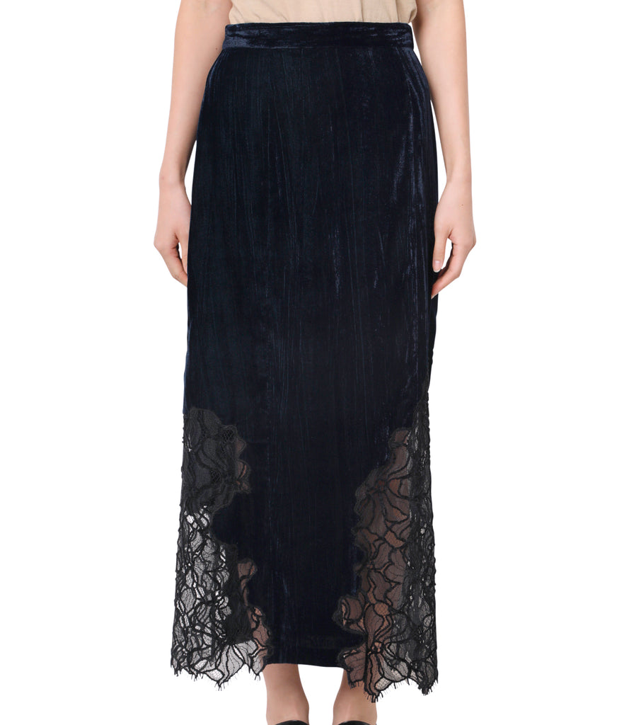 Lace Soaked Velbet Skirt