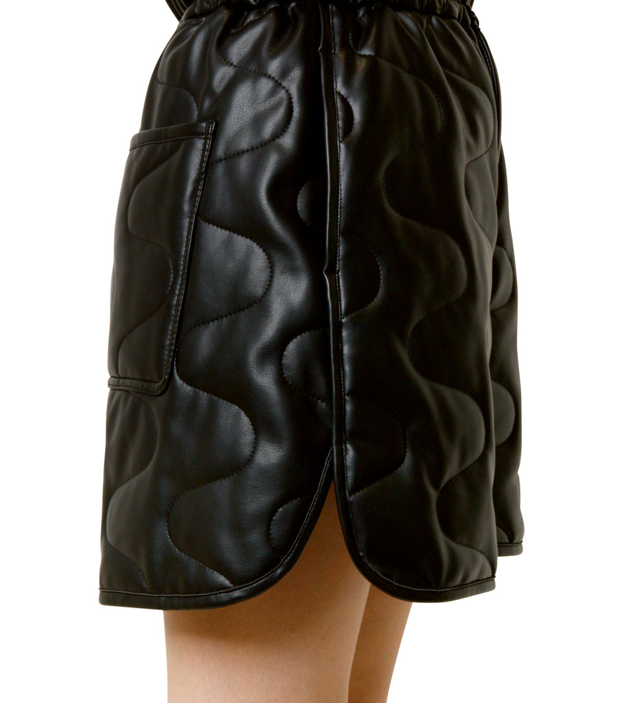 Faux Leather Quilted Shorts