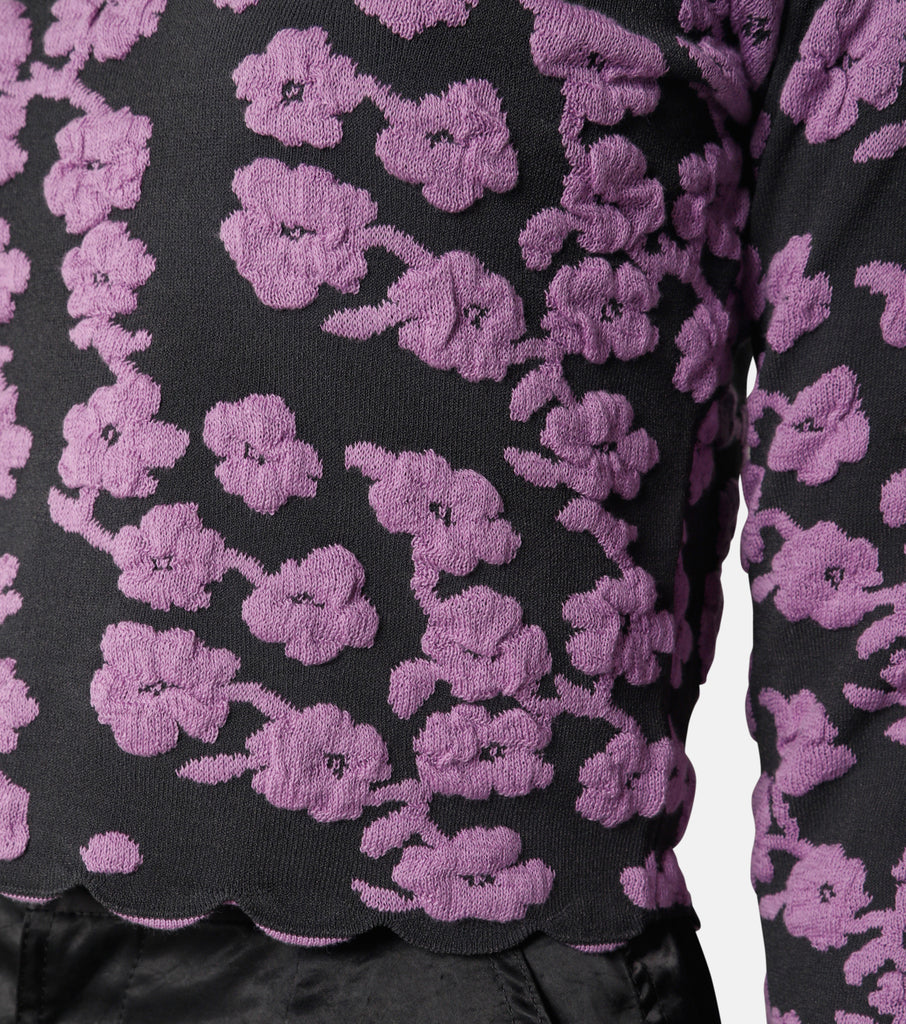 Flower Jacquard Knit Top