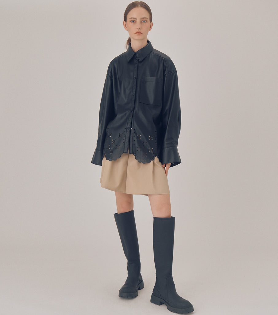 Perforated Faux Leather Jacket