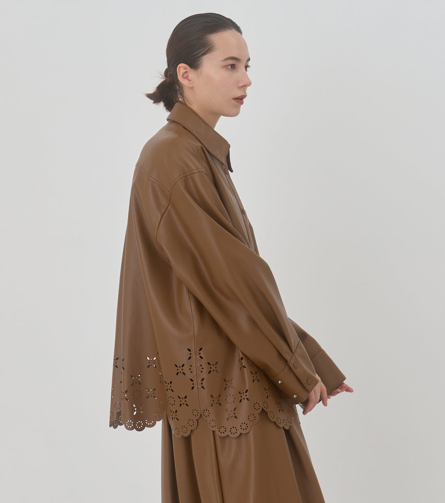 Perforated Faux Leather Jacket