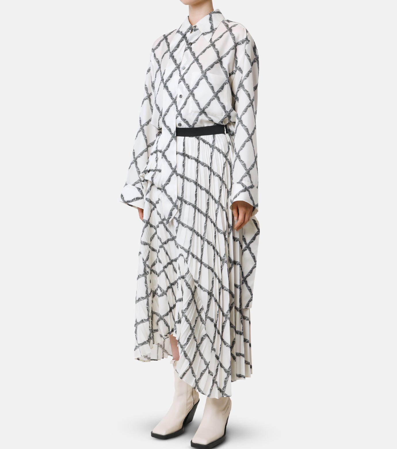 Stairs Checked Print Skirt