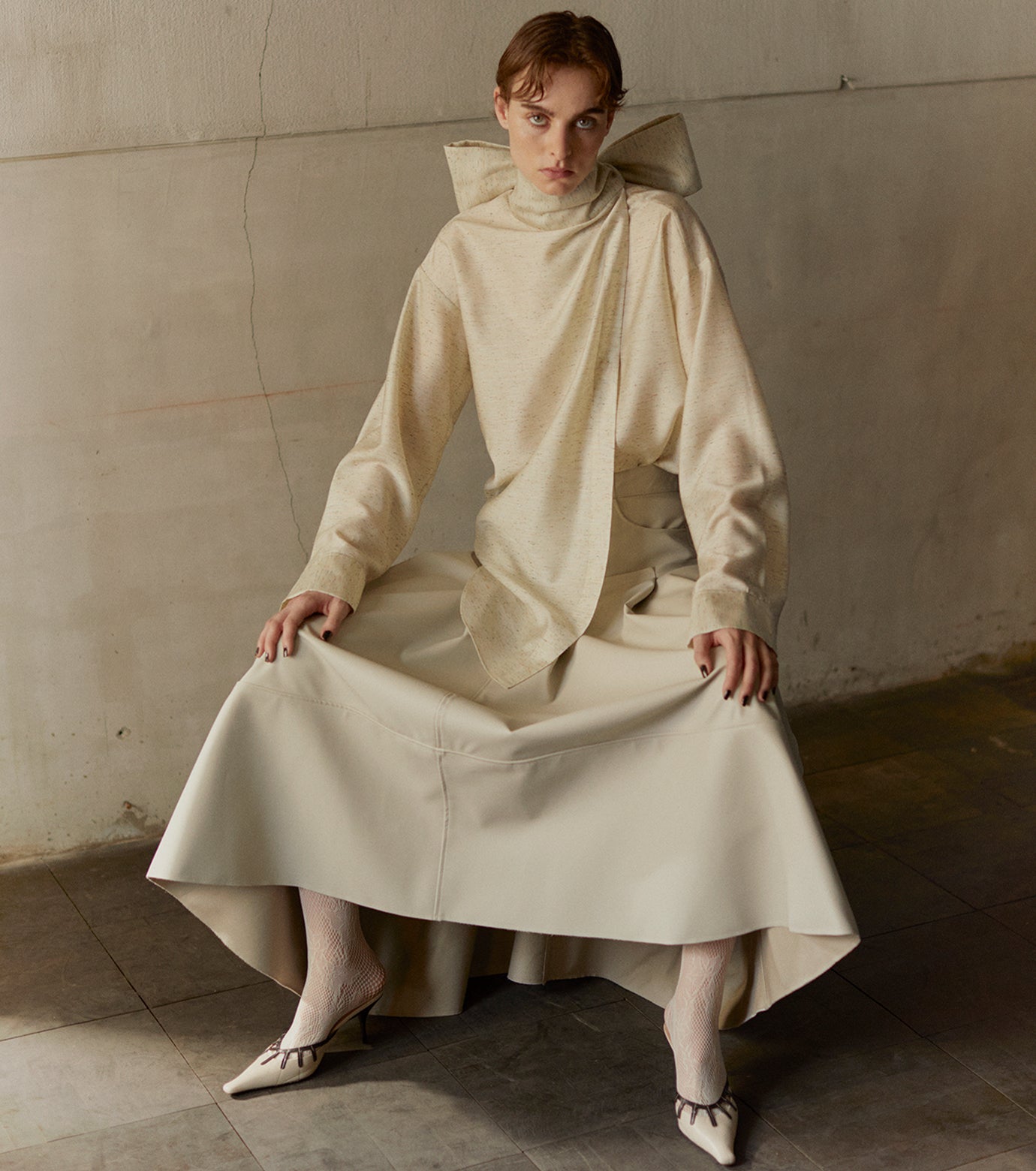 Lamination Flared Skirt