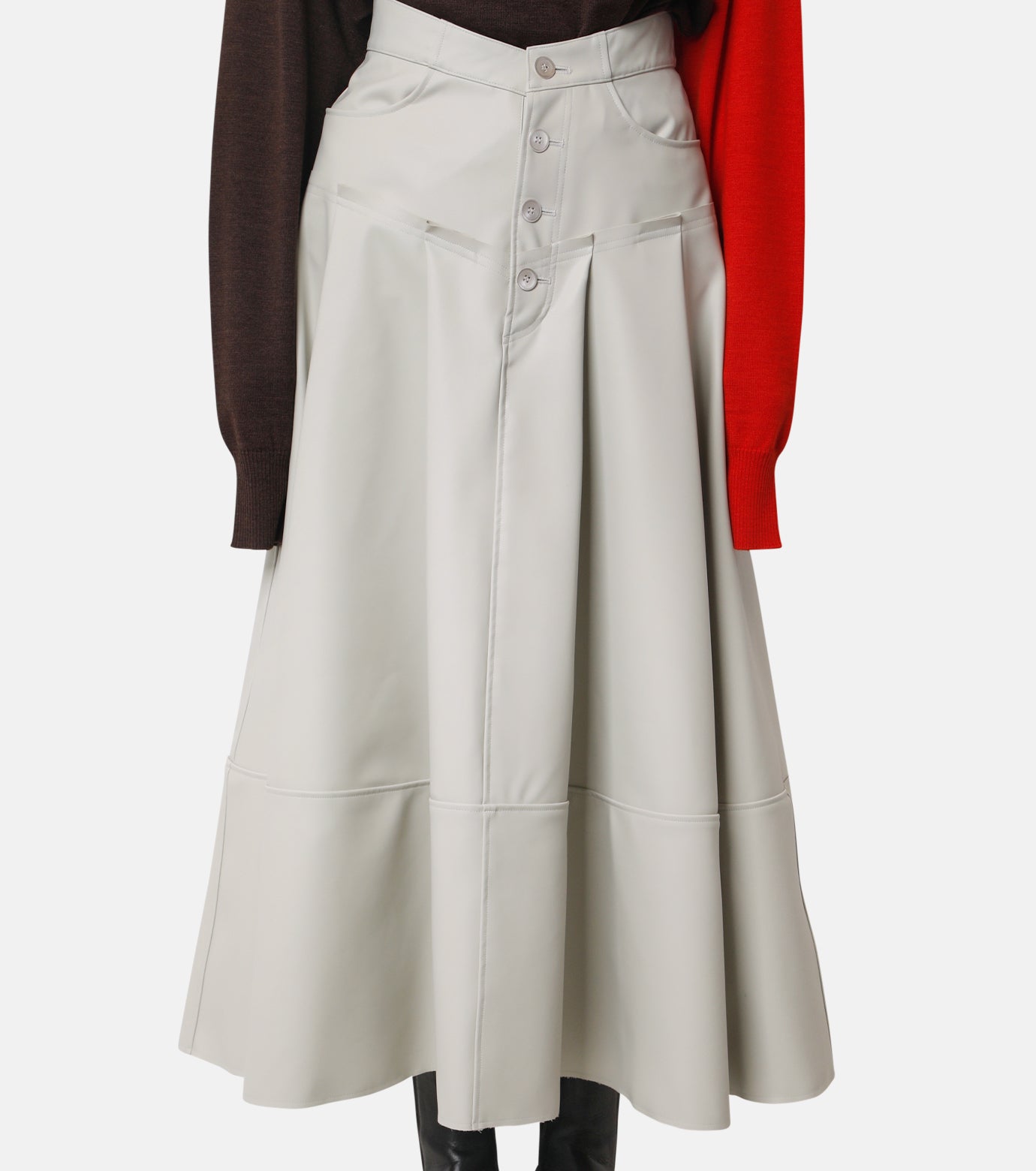 Lamination Flared Skirt