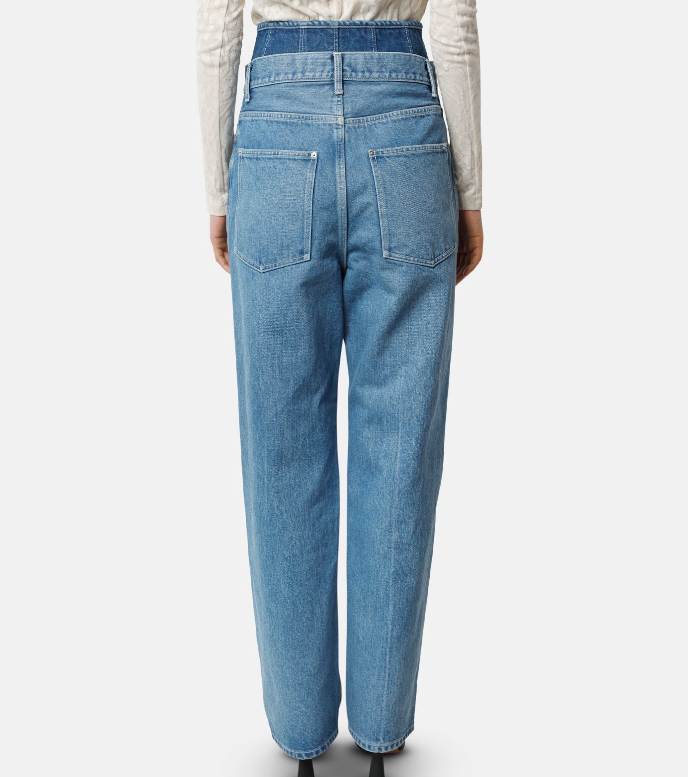 W Waist Denim Pants (BLUE)