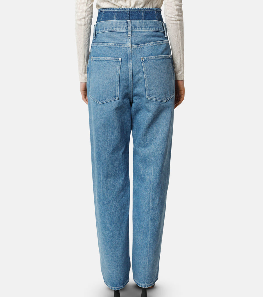 W Waist Denim Pants (BLUE)