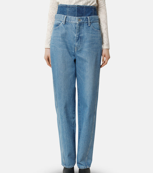 W Waist Denim Pants (BLUE)