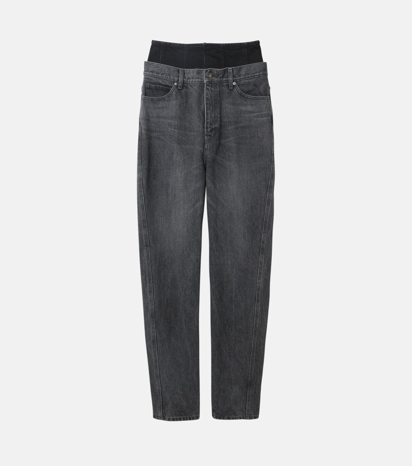 W Waist Denim Pants (BLACK)