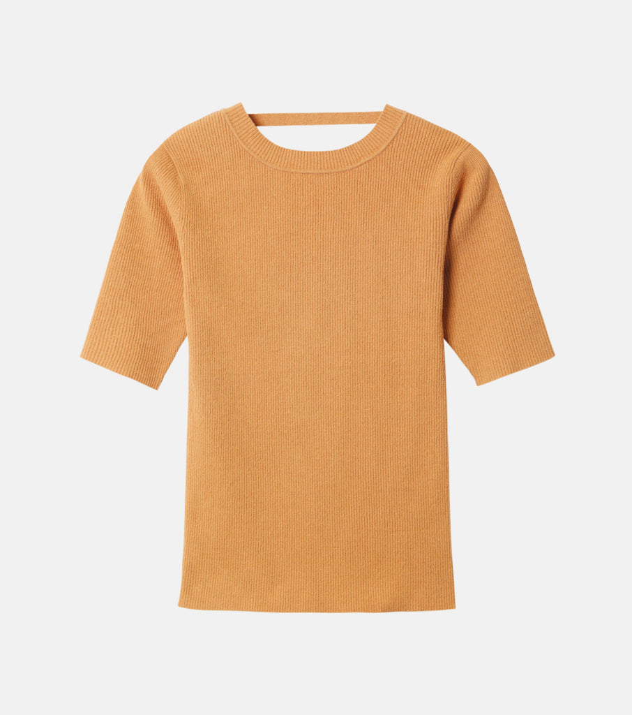 Back Scoop Rib Knit Top
