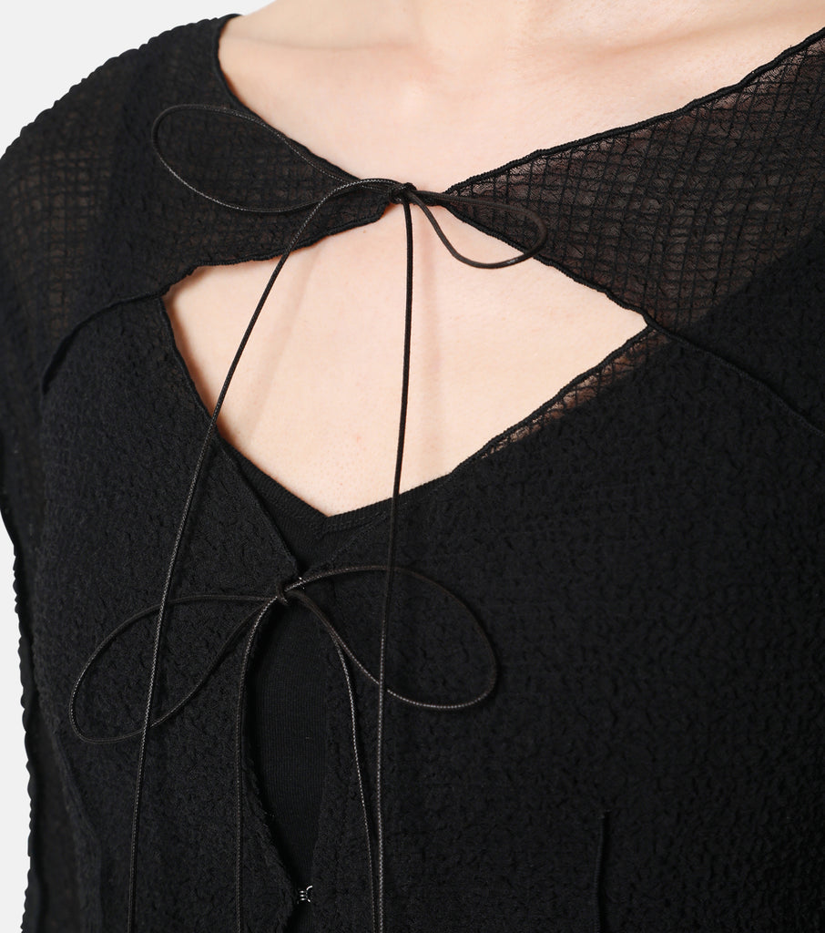 Textured Sheer Bow Top