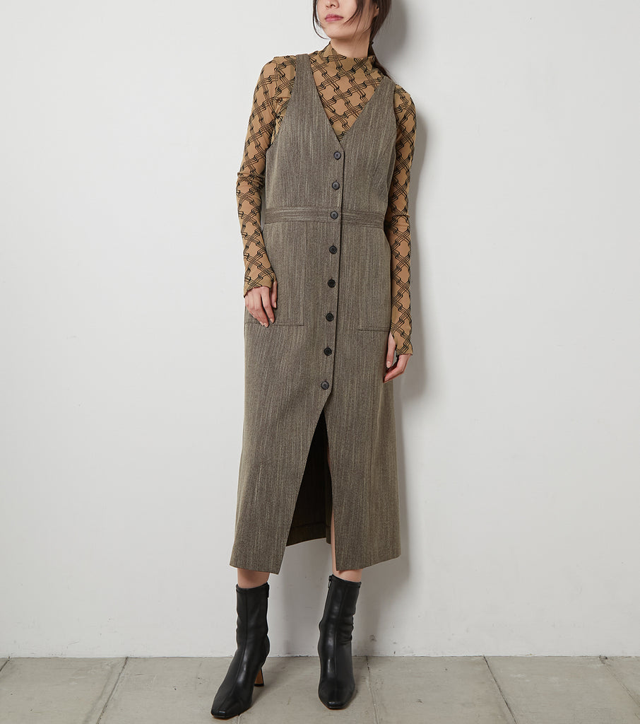 Tweedy Back Cross Gilet Dress