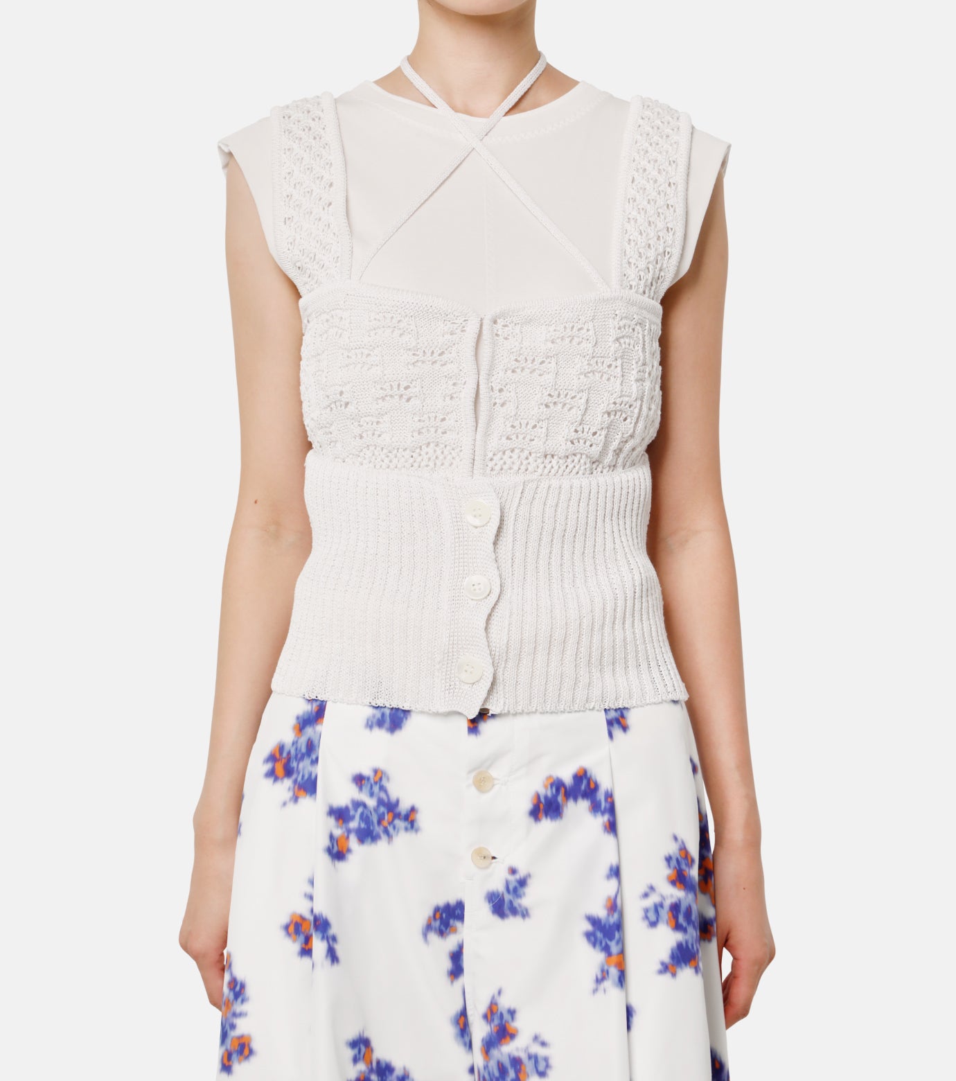 Lace Pattern Knit Vest