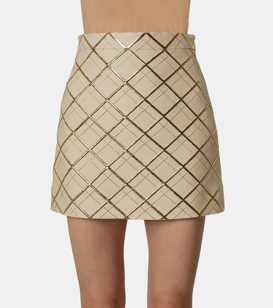 Brocade Check Mini Skirt