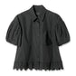 Cropped Puff Sleeve Shirt w/Trim