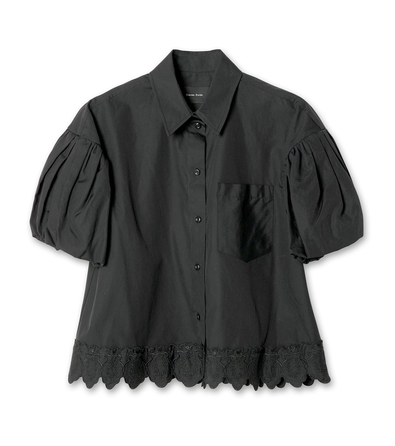 Cropped Puff Sleeve Shirt w/Trim