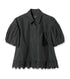 Cropped Puff Sleeve Shirt w/Trim