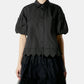 Cropped Puff Sleeve Shirt w/Trim