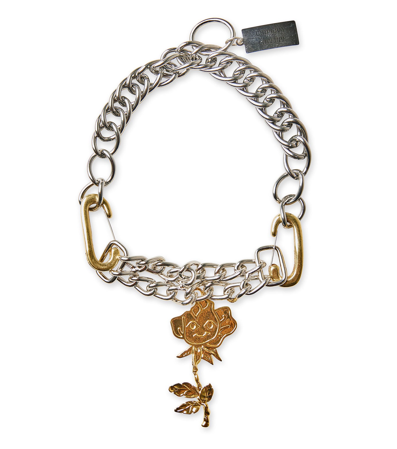 Gold Rose Double Curb necklace