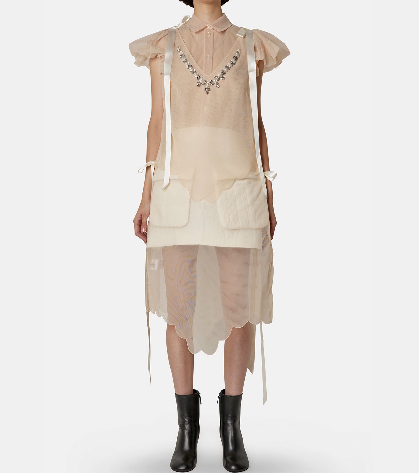 Tiered Scallop Dress w/Bow Detail &