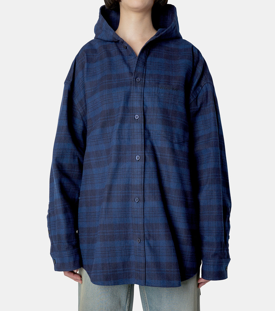 Check Flannel Hooded Shirt